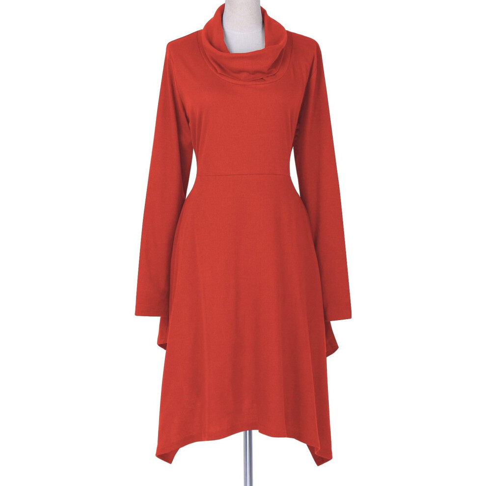 2017 Women Fashion Turtleneck Warm Knitted Sweater Dress 4XL Casual Irregular Hem a Line Winter Sweater Dress Plus Size-image-OPC-P52PY5F-NEW