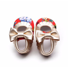 PU Leather Baby Girls Princess Shoes Floral Bowknot Moccasins Soft Moccs First Walkers 0-2 Years