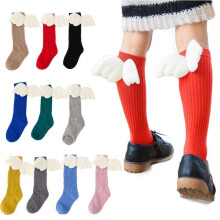 Autumn Winter Children Socks White Wings Design Knee High Cotton Socks Boys Girls 1-10 Years Old Kids Sock