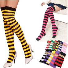 High Kid Girls Women Thigh High OVER KNEE Stockings Long Cotton Stockings Girls Tights Striped Stockings Cotton Cloth