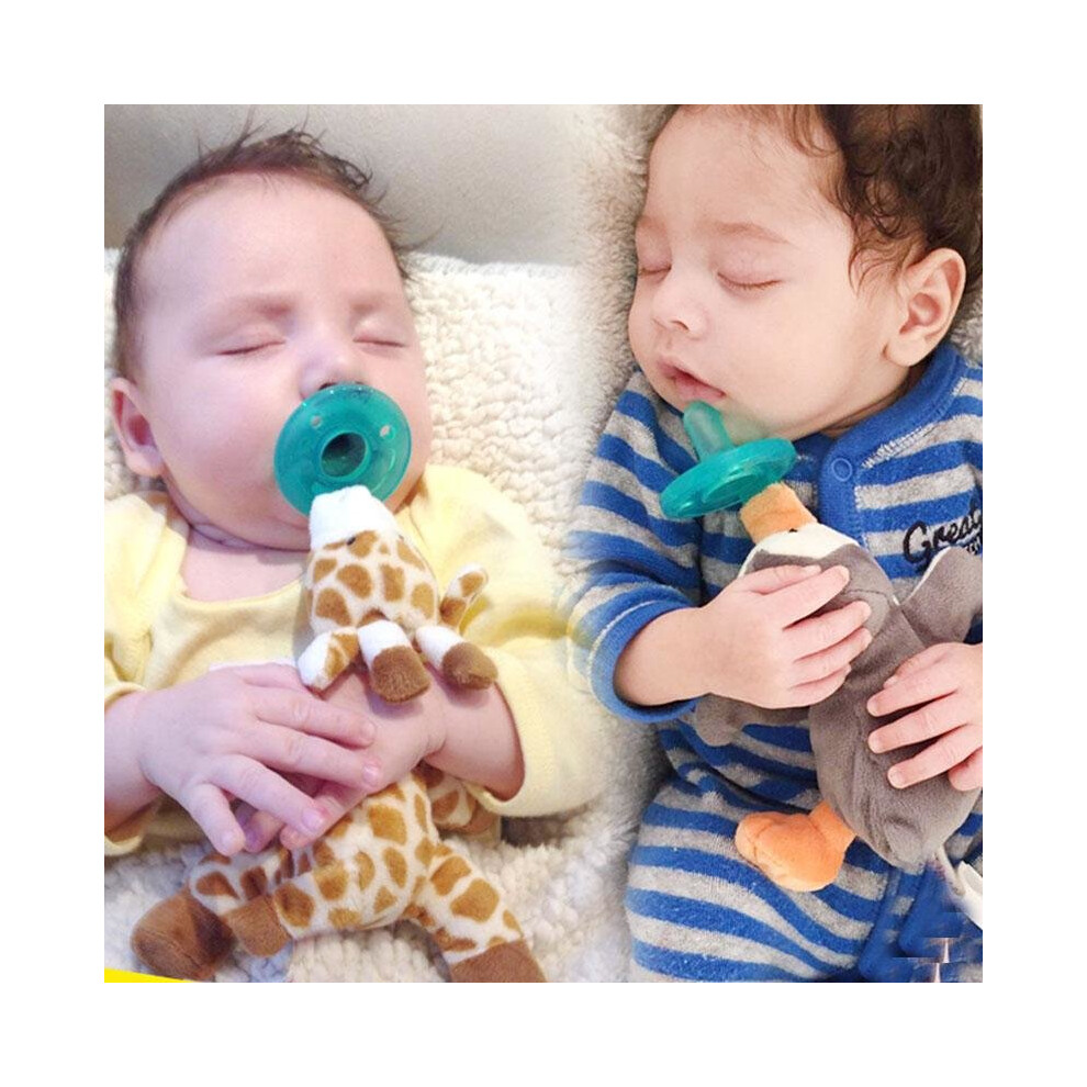 Baby Pacifier Newborn Infant Cartoon Animals Plush Nipple Soother Toys Babys Soother Nipple Dogtiger Pacifier Clip T2009 Black