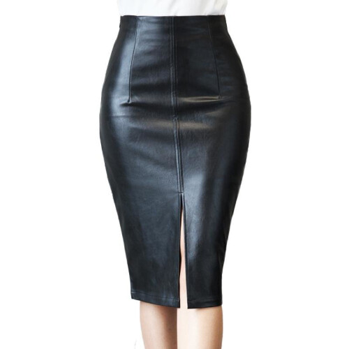 Plus Size S 4XL Leather Skirt Winter 2017 Fashion Black Knee Length Pencil Skirt Slim Office Women Skirt Vintage Midi Skirt on OnBuy