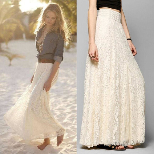 Pleated maxi skirt boho best sale