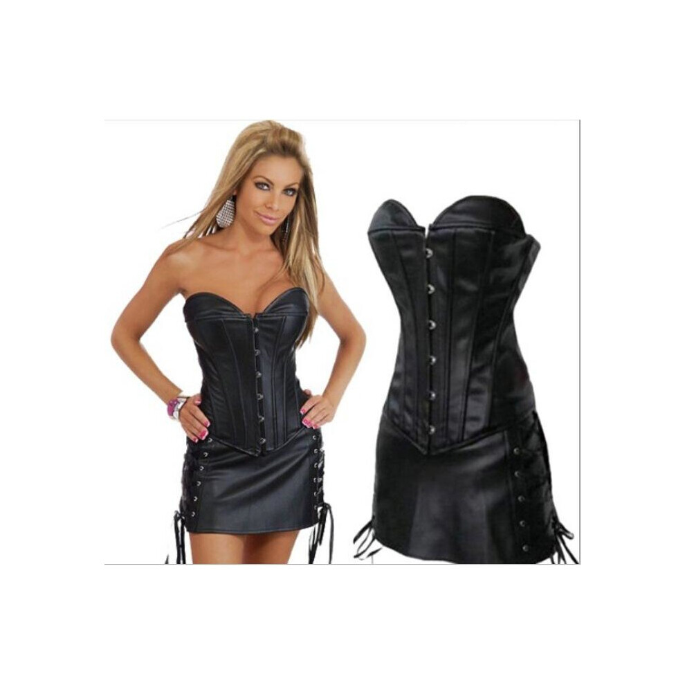 Black Red Leather Corset Plus Size S M L XL XXL 3XL 4XL 5XL 6XL