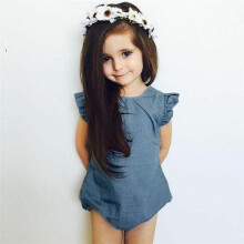 Denim Baby Rompers Ruffles Sleeveless Cotton O-Neck Novel born Girls Jeans Jumpsuits Roupas Baby Clothes