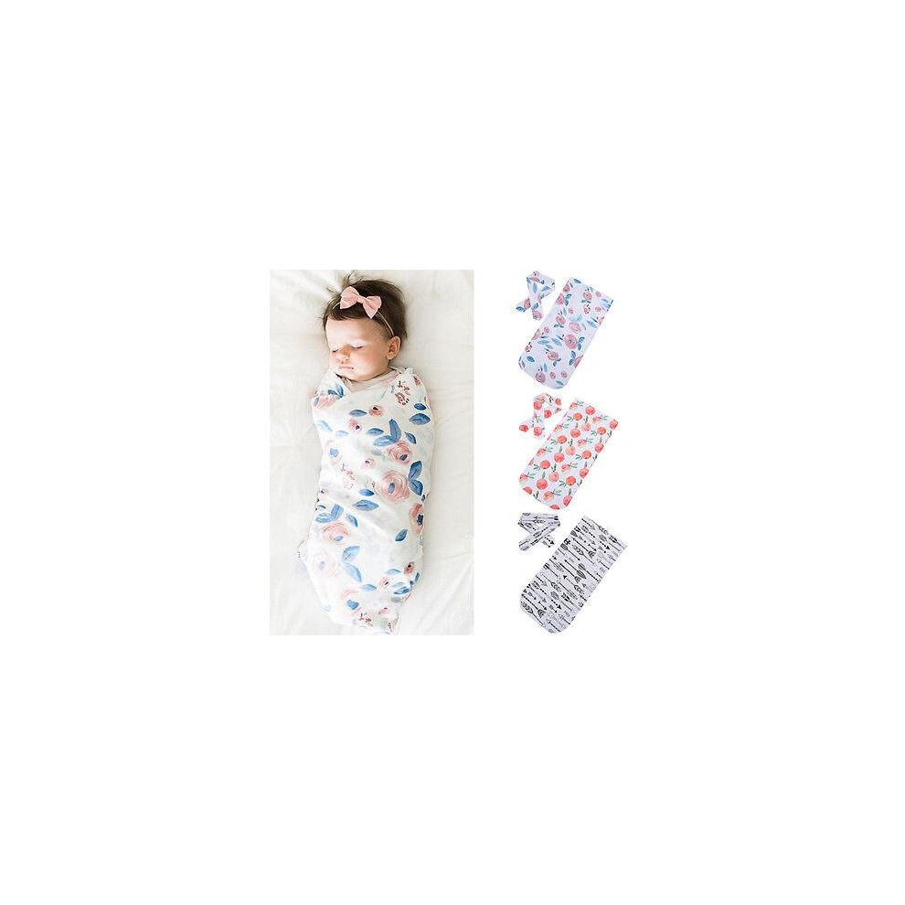 Newborn Infant Baby Boys Girls Swaddle Blanket Baby Sleeping Swaddle Receiving Blankets Wrap Headband Baby Black