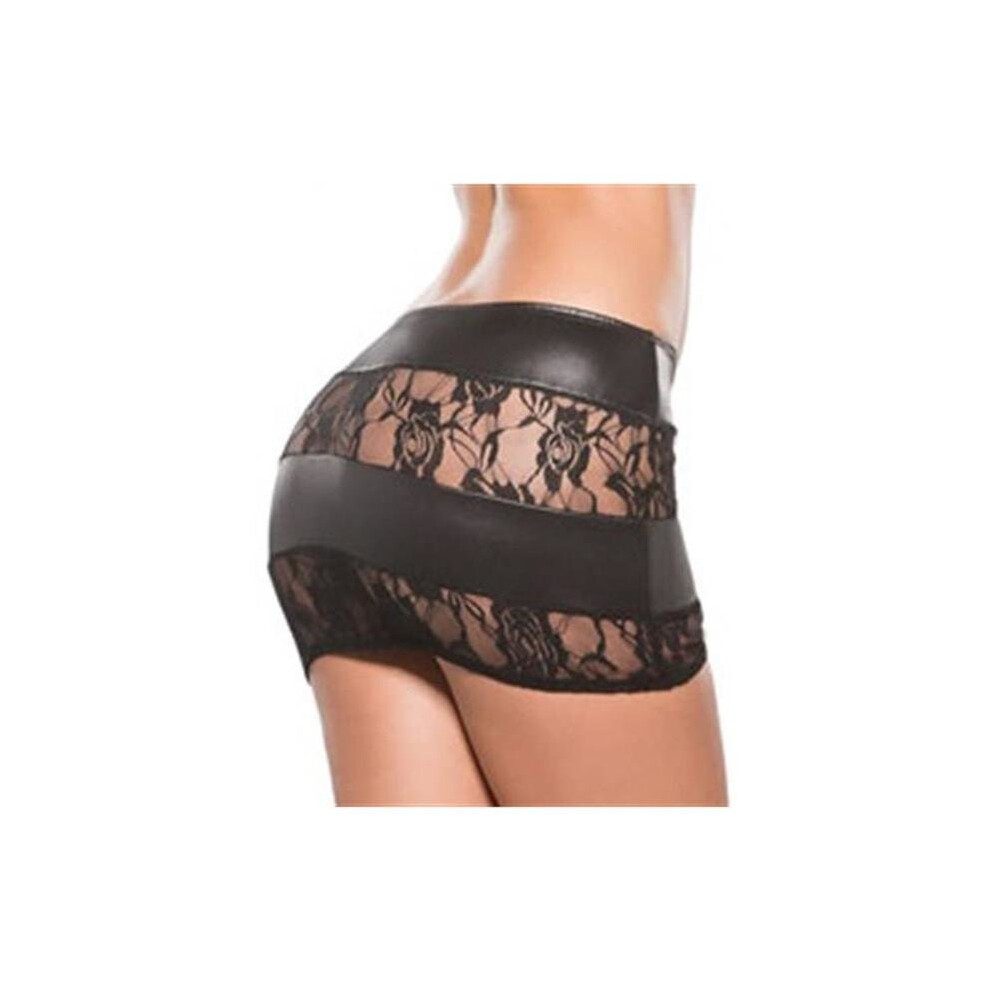 XL Plus Size Mini Skirt Porn Sexy Lingerie For Women Black Leather Lace Latex Babydoll Erotic Dress Lenceria Sexy Costumes