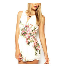 2018 New Women Summer Floral Print long Sleeveless rompers Chiffon black jumpsuits for women Short Pant Clothing Rompers