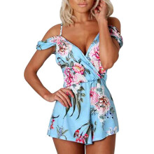 Fashion Jumpsuit Women Off Shoulder Floral Print Jumpsuit Summer Loose Playsuit Rompers #GB0