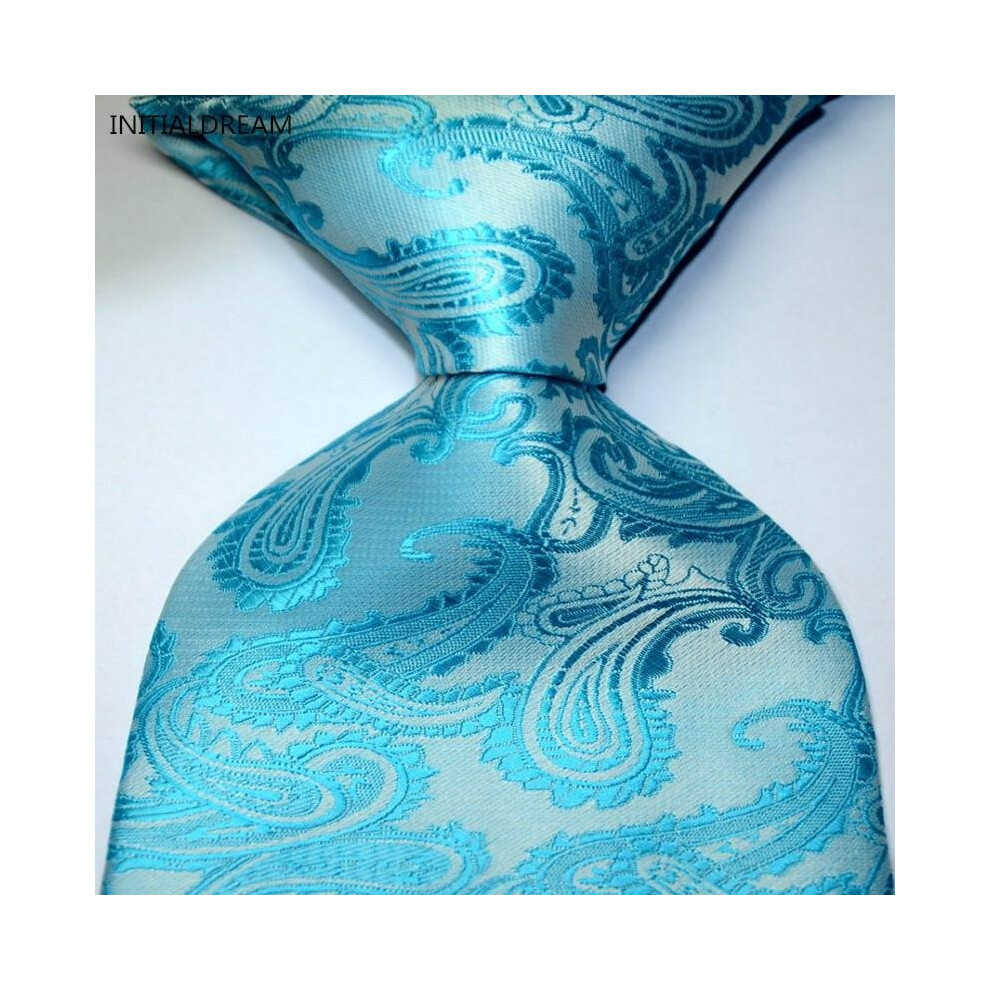 Man Tie 2017 Fashion New Paisly Print Wedding Tie Turquoise Blue Ascot Silk Men\'s Tie Necktie Gravata Seda Corbatas LD106