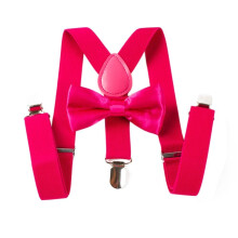Mantieqingway kid Suspender Bow Tie Sets Y-Back Adjustable Elastic Child Suspenders Solid color Bow Tie Sets Wedding Belt