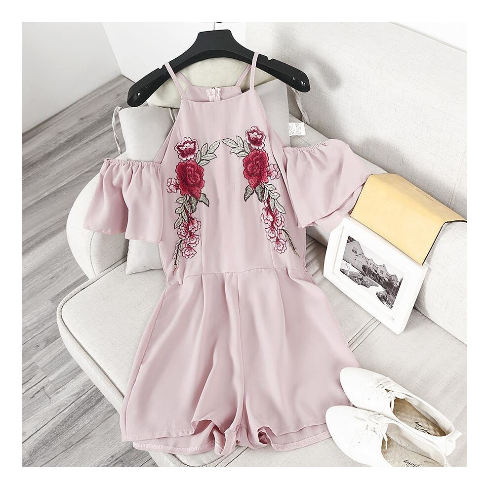 New Arrival Summer Women Fashion Embroidery Chiffon Off Shoulder Playsuits Overalls Females Casual Jumpsuits Loose Bodysuits-image-OPC-P52Q2VD-NEW