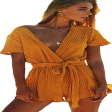 Summer Women Fashion Sexy V-neck Bandage Playsuit Jumpsuit Casual Beach Jumpsuits Rompers