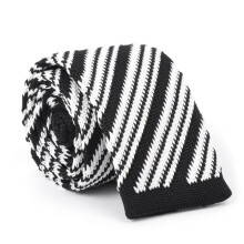 New Men Knitted Tie Woven Skinny Black White Slim Necktie Narrow Stripe Fashion