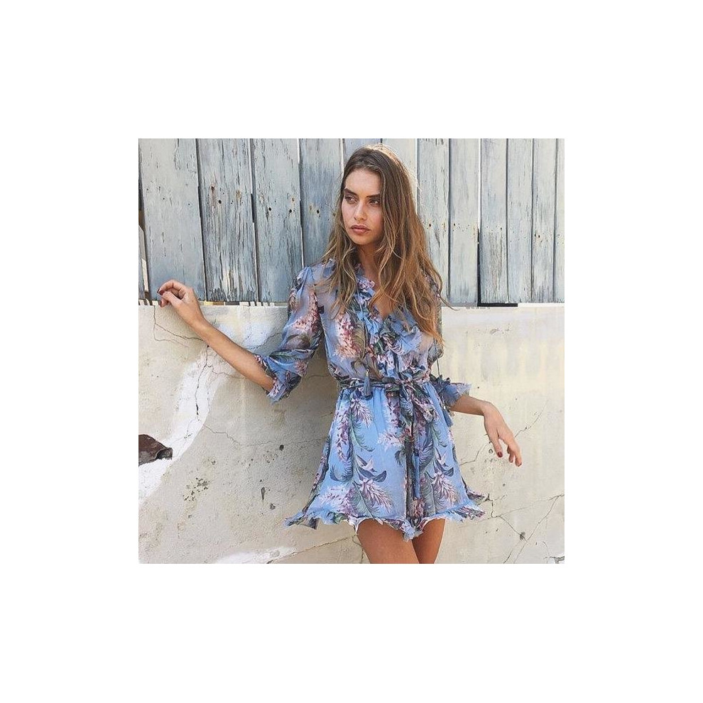 2017 in the early spring vacation series super tropical printing fungus edge micro silk connected pants-image-OPC-P52Q5C9-NEW