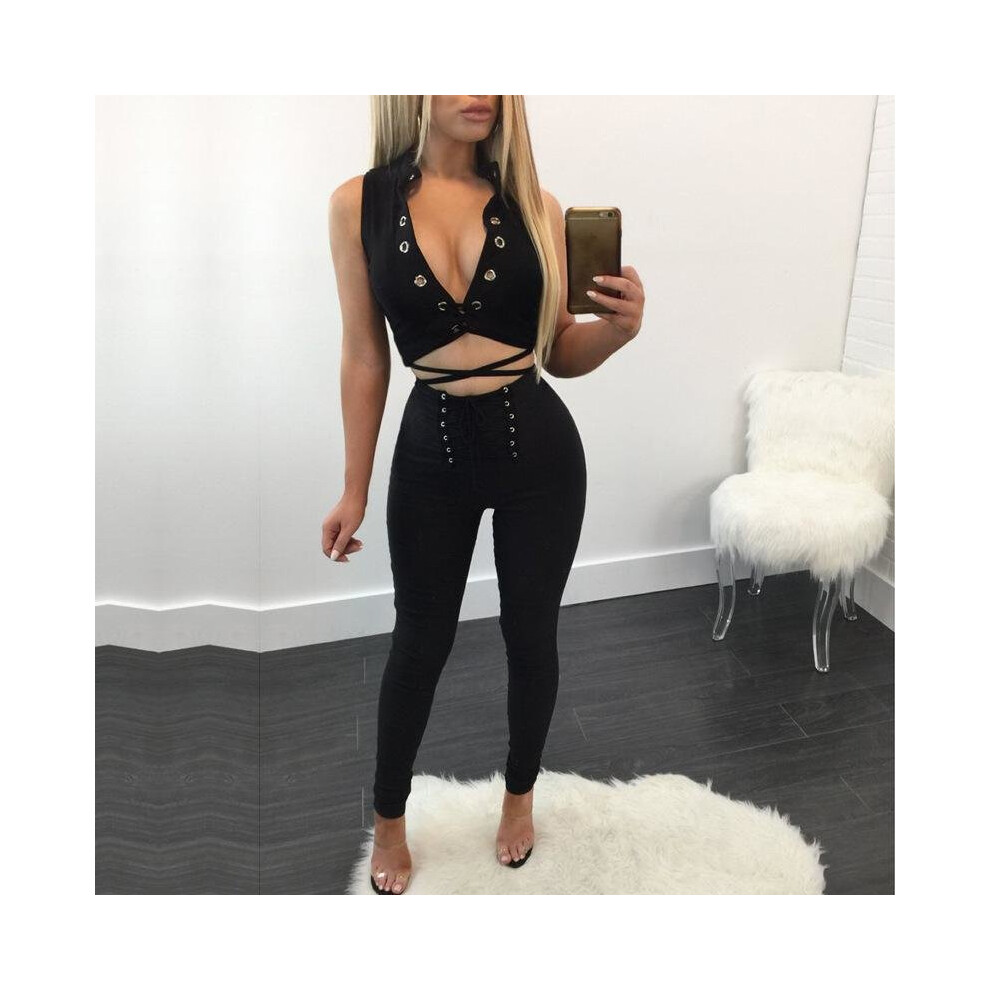 2017 Sexy Bandage Sleeveless Vest Lift Hips Pants Two Paper Set-image-OPC-P52Q5HH-NEW