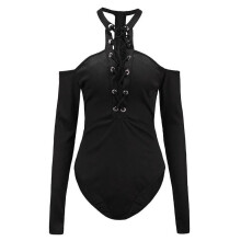 Sisjuly women mini playsuits 2018 spring grey hollow lace up full sleeve backless sexy lady rompers black slim women jumpsuits
