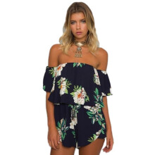 2017 Summer Off Shoulder Playsuits For Women European Style Ladies Girls Pleated jumpsuits Rompers combinaison short femme