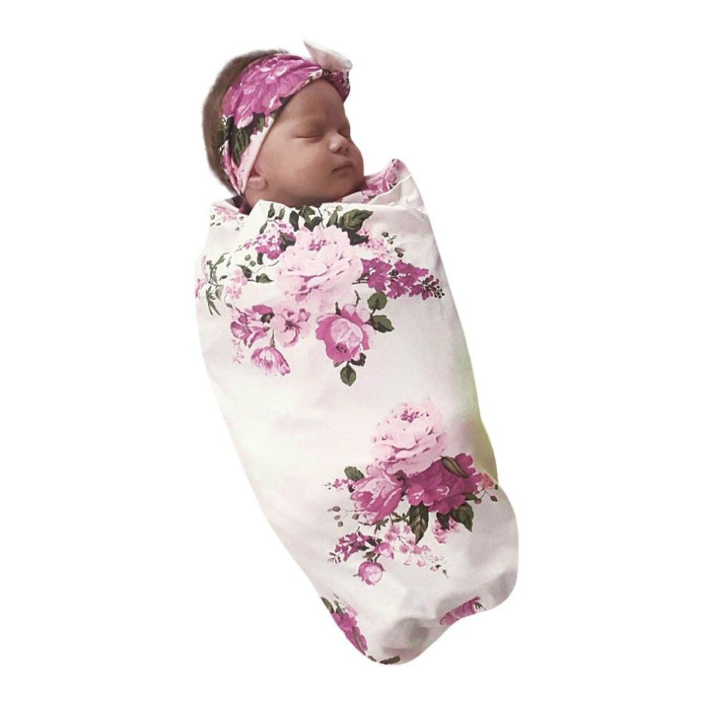 2017 Newborn Infant Baby Towel Swaddle Blanket Baby Sleeping Swaddle Muslin Wrap Headband Set Black