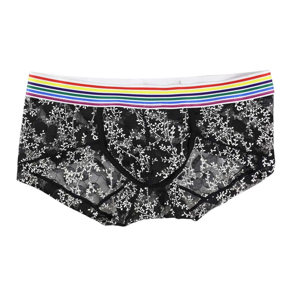 Black Men Transparent Underwear Boxer Briefs Shorts Bulge Pouch Underpants Bk L