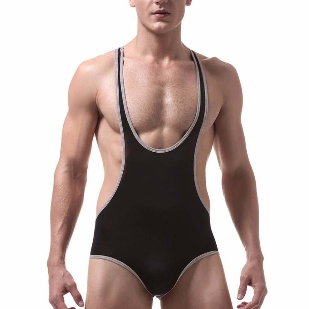 Black Men\'S Undershirt Underwear Sexy Tank Tops Bodysuit Nightwear Jumpsuits Shorts