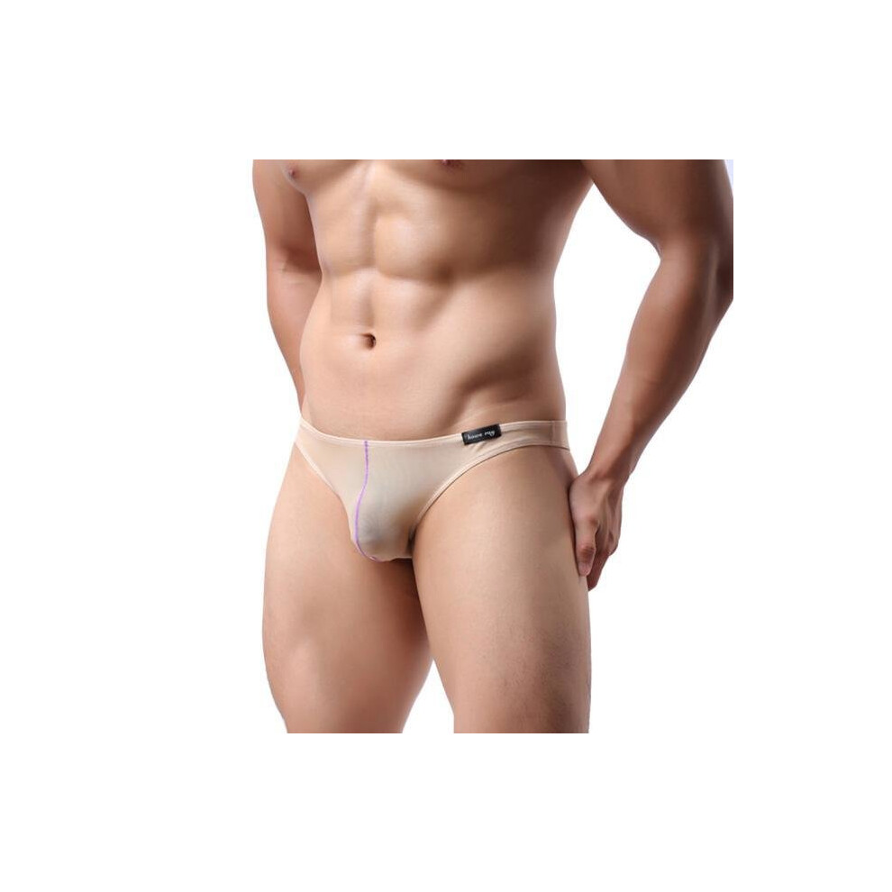 Black Men Underwear Sexy Transparent Gauze Triangle Briefs Breathable Underpants Bgl