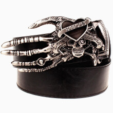 2017 Men Punk Belt metal rock Belt Skull devil Ghost claw Belt buckle street dance hip hop accessory Gift belt for Men Women