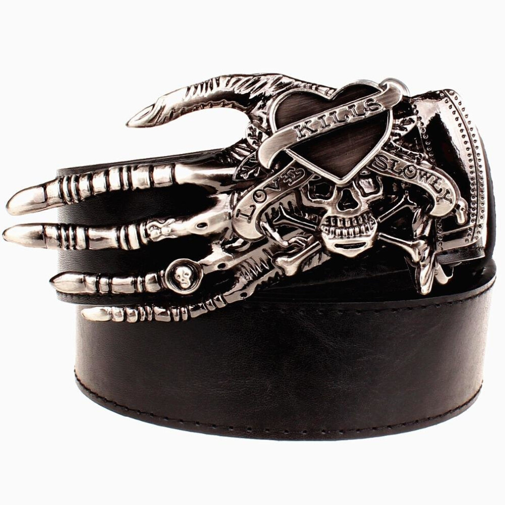 2017 Men Punk Belt metal rock Belt Skull devil Ghost claw Belt buckle street dance hip hop accessory Gift belt for Men Women