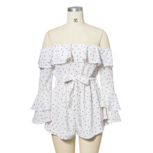 2018 New Early Spring Jumpsuit Floral Printing Elegant Jumpsuit Baggy Strapless Off Shoulder Long Sleeve Jumpsuit