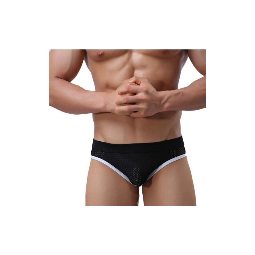 Black Men\'S Hot Sexy Lycra Jockstrap Underwear Boxer Brief Shorts Underpants Bk L