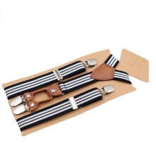 Durable Children Suspenders Stripe Design Adjustable Elastic Polyester Belt Y-shape Back Hairpins for Kids Suspender for Wedding
