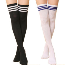 Summer Autumn Casual Over Knee Black Noir Socks Hot Thigh High Sexy Cotton Socks Women\'s Striped Over Knee Girl Lady Sock