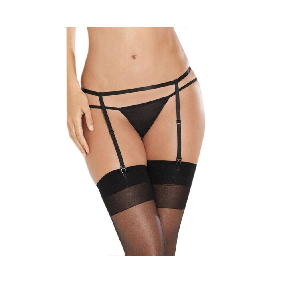 2017 Sexy Lingerie Sexy Women Suspender Garter Belt G-String Thong Set For Stocking Black Temptation Sexy Accessories