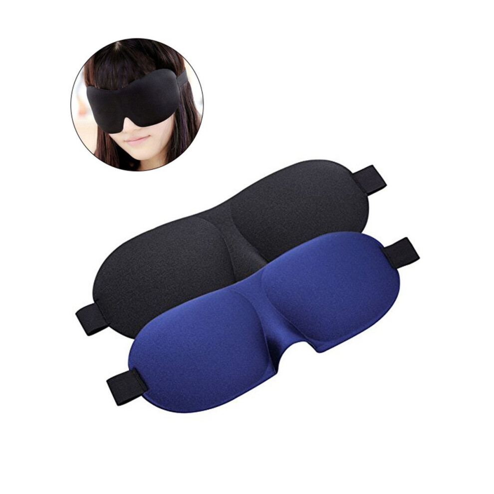 Black 2Pcs Sleeping Mask Sleep Blindfold 3D Eye Mask For For Nap Travel Light Block Comfortable