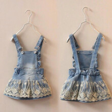 6m-5T Summer Baby Clothing Kids Overalls Bib Lace Denim Jeans Suspender Skirts Kawaii Outwear Toddler Shorts Baby Girls Clothes
