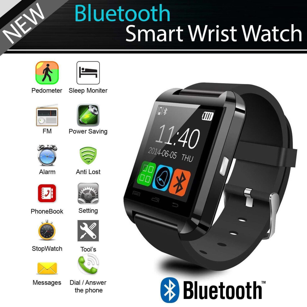 (Black) kids smart watch android bluetooth Bracelet Sports Tracker