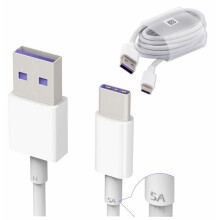 Genuine Huawei HL1289 5A USB 3.1 Type C Cable | Reversible, Superfast Charging & Data Sync, White