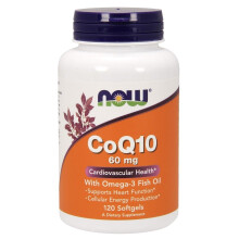 NOW Foods, CoQ10 Omega-3 Kalakasvainöljy, 120 Softgeli
