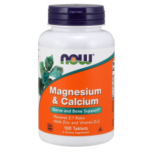 NOW Foods, Magnézium és Kalcium, 100 Tabletták