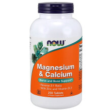NOW Foods, Magnézium és kalcium a cinkkel és a VD-3-vel, 250 tabletta