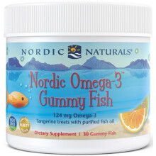 Nordic Naturals, Omega-3 z ryb, Guma rybiego smaku Tangerine, 124 mg, 30 Guma rybiego smaku