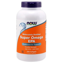 NOW Foods Supplements Super Omega EPA 360 EPA / 240 DHA Molecularly Destillered Cardiovascular Support* 240 Softgels