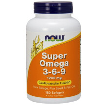 NOW kompletterar Super Omega 3-6-9 1200 mg med en blandning av fiskgurkrt och linfroljor 180 mjukgels