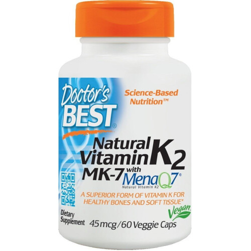 Doctor's Best, Φυσικό Βιταμίνη K2 MK-7 , 45 mcg, 60 Veggie Caps