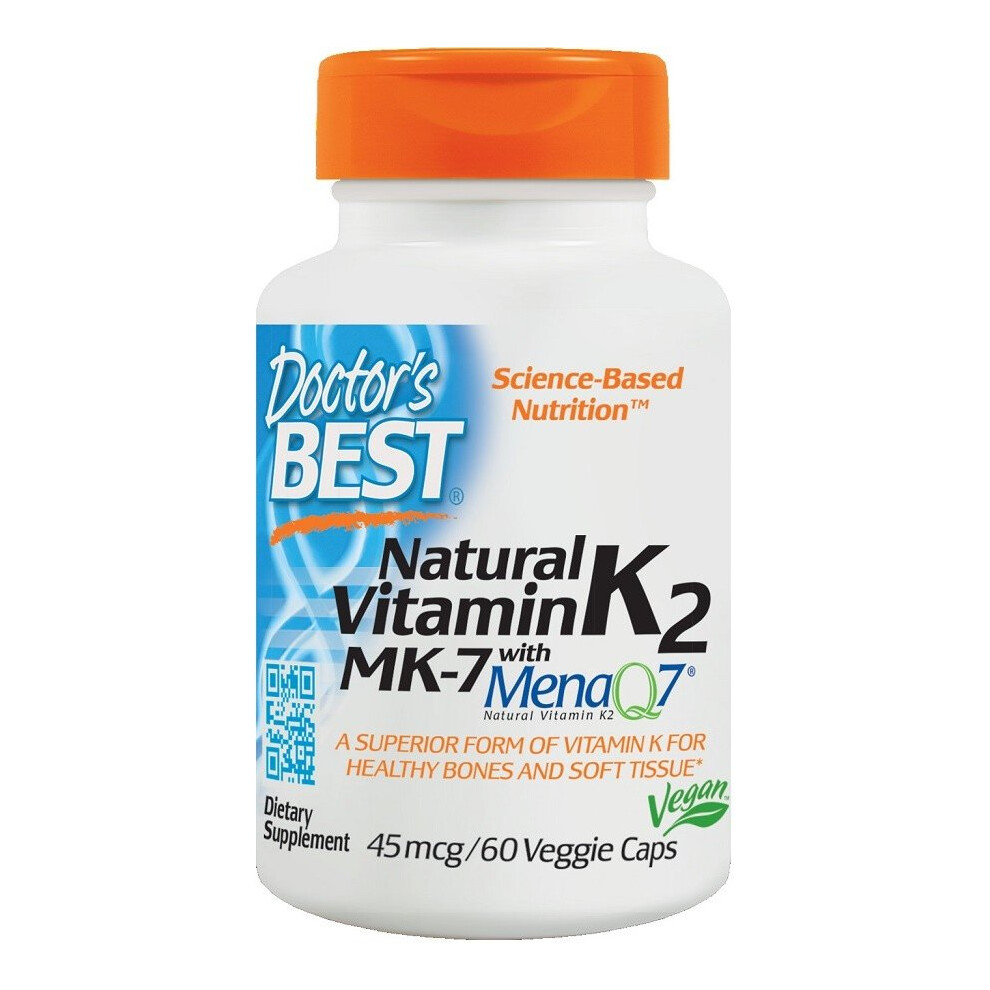 Doctor's Best  Natural Vitamin K2 MK7 with MenaQ7, 45mcg, 60 vcaps