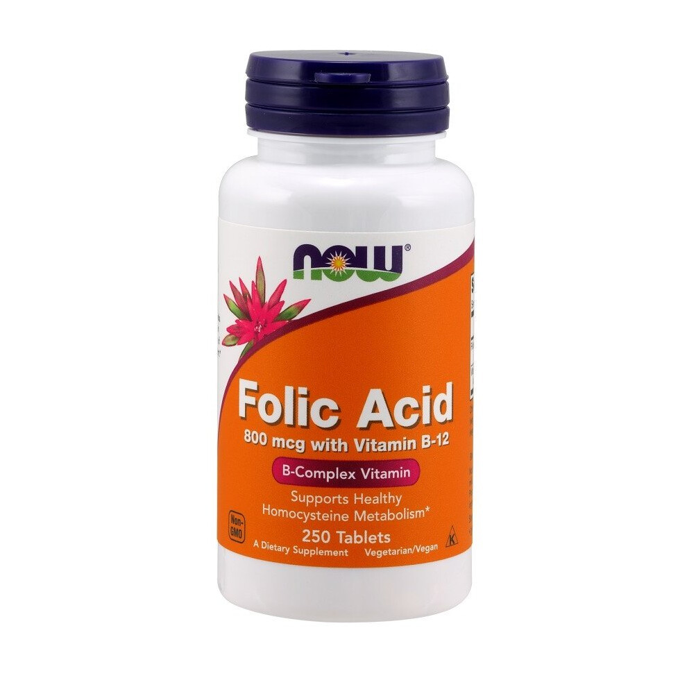 Now Foods Folic Acid With Vitamin B12, 800Mcg - 250 Tabs