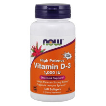 NOW Foods Vitamin D-3, 1000 IU, 360 softgels