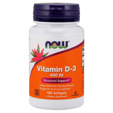 NOW Foods Vitamine D-3, 400 IE - 180 softgels