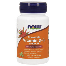 NOW Foods Emulgeálható Vitol D-3, Mentol, 5,000 IU, 120 Emulgeálható