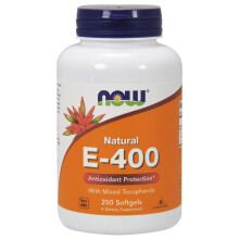 NOW Foods, E-400 avec Tocophérols Mixtes, 268 mg (400 UI), 250 Gélules Souples